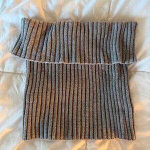 Superdown Gray Ribbed Cowl Neck Top